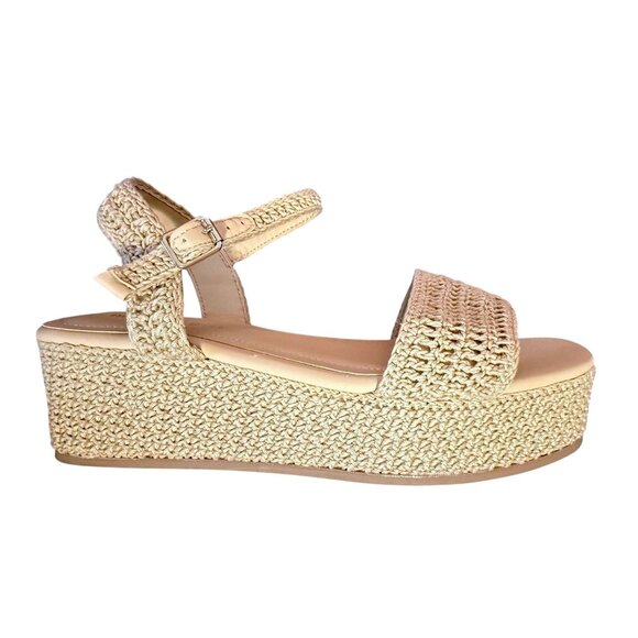 Madden Girl Women Beige Crochet Platform Sandals With Adjustable Strap 9 NWOB - Picture 4 of 8